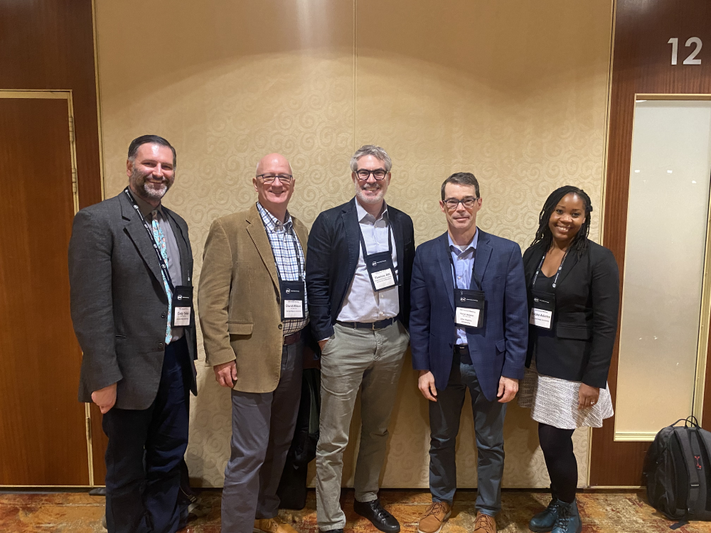 From left to right: Cody Telep, David Wilson, Thomas Abt, Daniel Webster, and Ericka Adams at the 2023 American Society of Criminology meeting. 