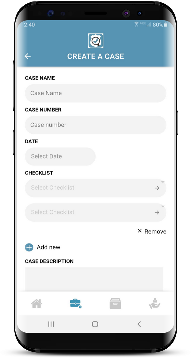 mobile phone with the CSI Checklist app on the screen