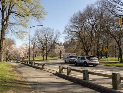 Photo of an ambulance and police car parked along the side of a road is by iStock