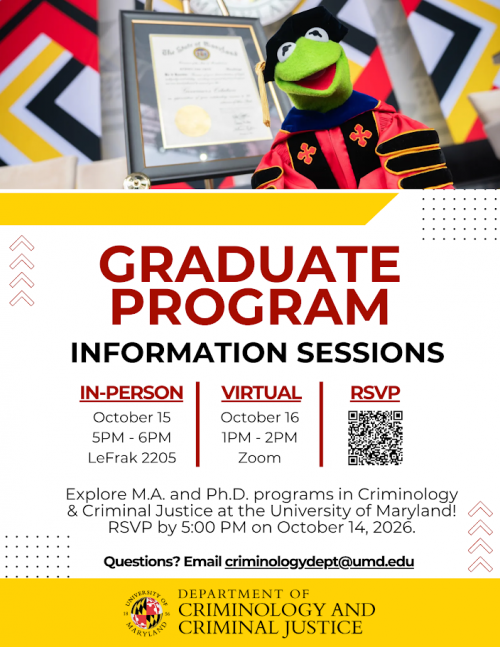 CCJS Graduate Programs: In-person and Virtual Information Sessions Flyer